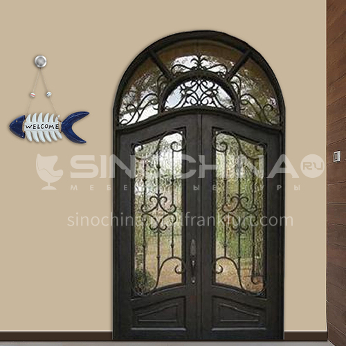 T curved hot-dip galvanized European style wrought iron gate courtyard gate wrought iron gate garden gate 11